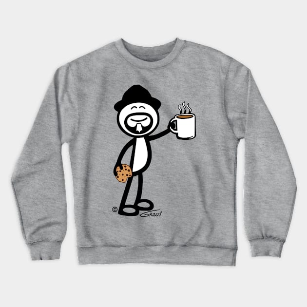 GG Coffee Guy Stick Figure With Cookie Crewneck Sweatshirt by GDGCreations